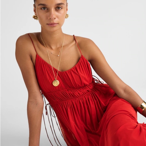 Madewell Gathered V-Neck Midi Dress - Picture 5 of 12